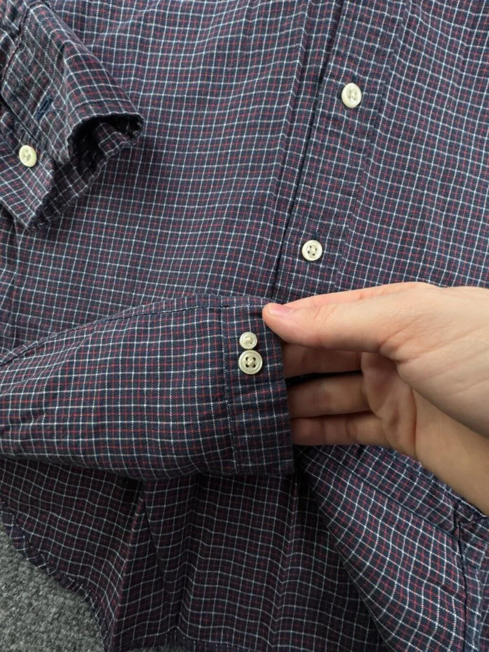 Ralph Lauren Flannel Boy Long Sleeve Button Up Shirt Youth Red Blue Check Cotton